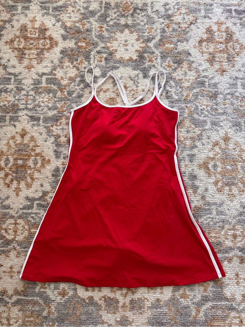 Red Mini Slip Dress with White Piping